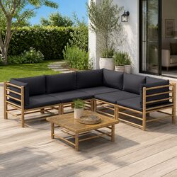 Durable 6 Piece Bamboo Garden Lounge Set for Outdoor Spaces