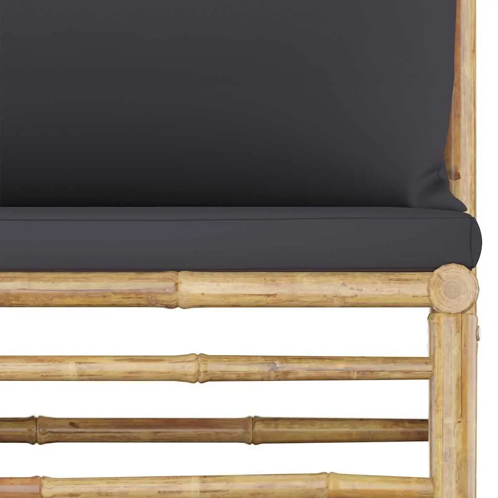 Garden Lounge Set Modular Bamboo Outdoor Furniture 6 Piece Dark Grey Cushions