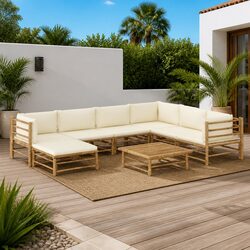 Bamboo Garden Lounge Set: 8 Piece Outdoor Furniture