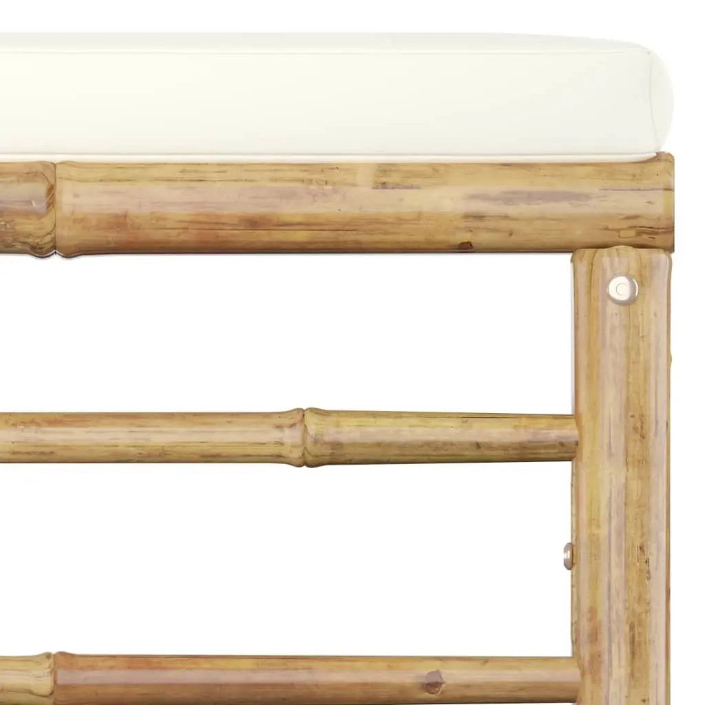 8 Piece Bamboo Garden Lounge Set Outdoor Furniture with Cream White Cushions