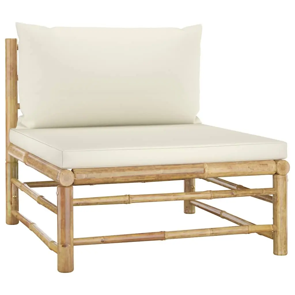 11 Piece Bamboo Garden Lounge Set with Cream Cushions