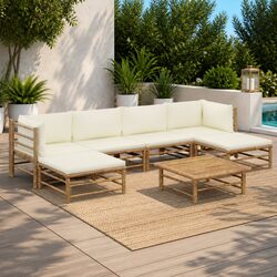 Bamboo 7 Piece Modular Outdoor Lounge Set with Cushions
