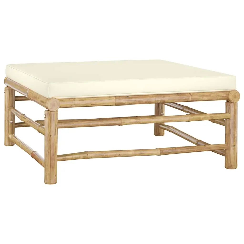 Bamboo Outdoor Furniture Lounge Set 7 Piece Modular Arrangement with Cream Cushions