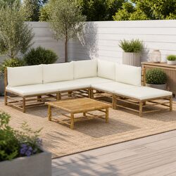 6-Piece Modular Bamboo Garden Lounge Set for Outdoor Relaxation