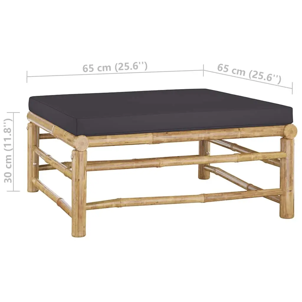 Garden Lounge Set Bamboo 6 Piece Modular Outdoor Furniture Grey Cushions