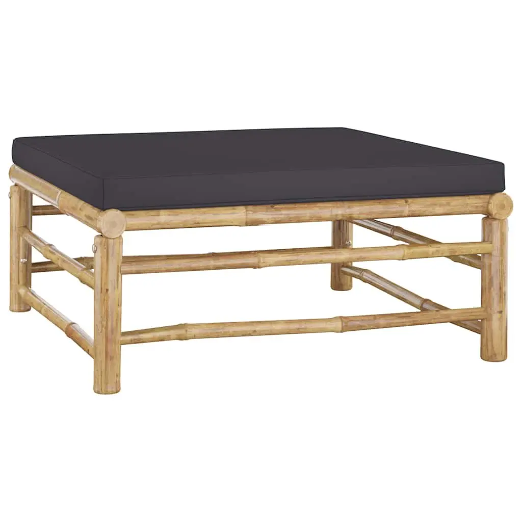 Garden Lounge Set Bamboo 6 Piece Modular Outdoor Furniture Grey Cushions
