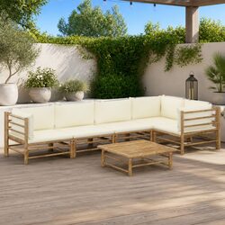 6-Piece Bamboo Modular Garden Lounge Set in Cream
