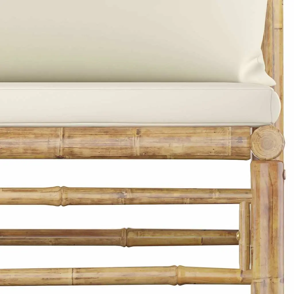 Garden Lounge Set Bamboo Modular Sectional 6 Piece Cream