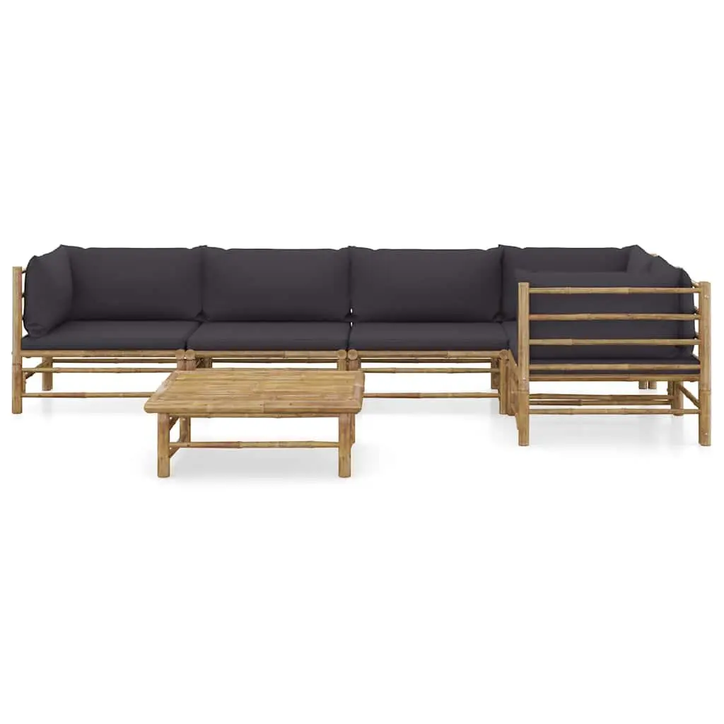 Bamboo Modular Lounge Suite 6-Piece Garden Set Grey