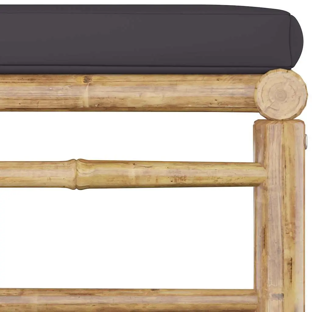 Bamboo Lounge Set 3 Piece Outdoor Furniture Modular Grey Cushions