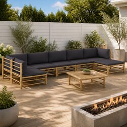 Durable 8-Piece Bamboo Modular Garden Lounge Set