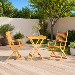 3-Piece Outdoor Dining Set with Folding Chairs and Table