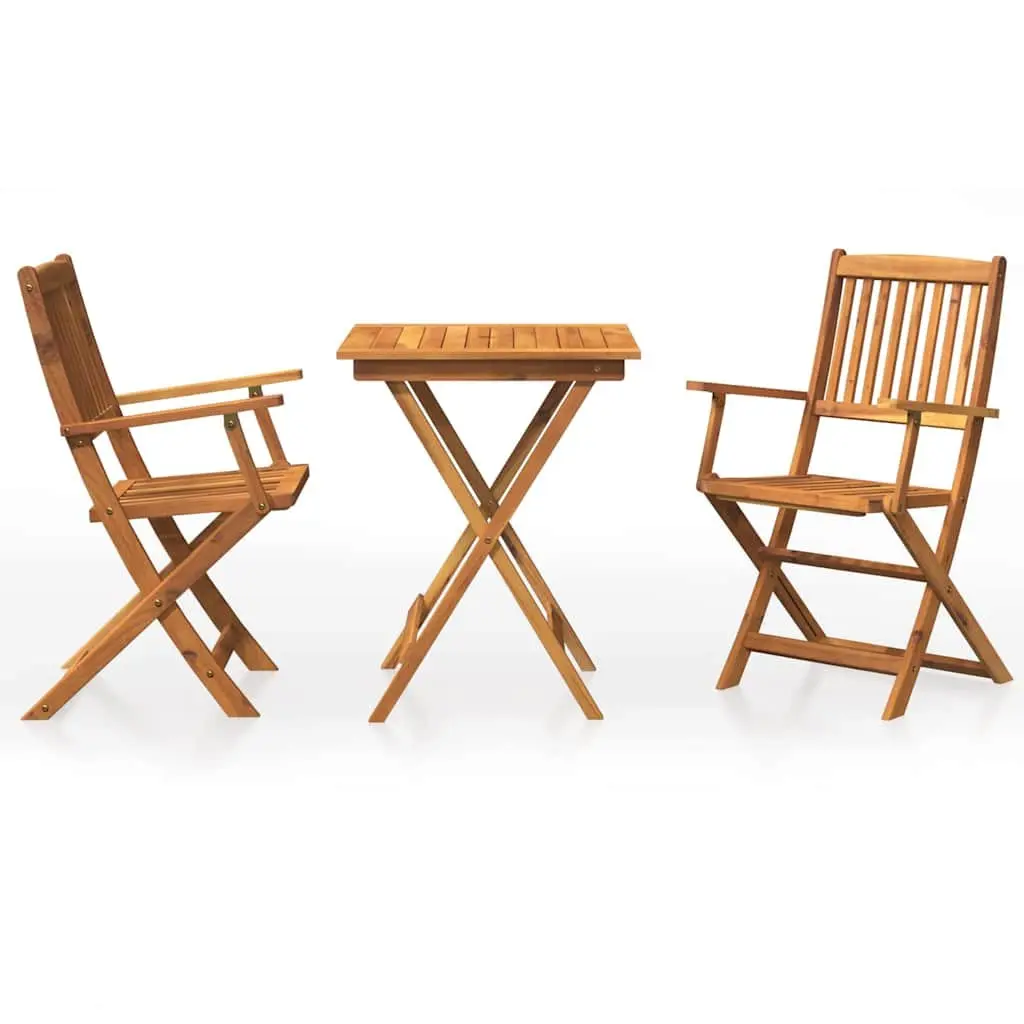 3-Piece Outdoor Dining Set with Folding Chairs and Table