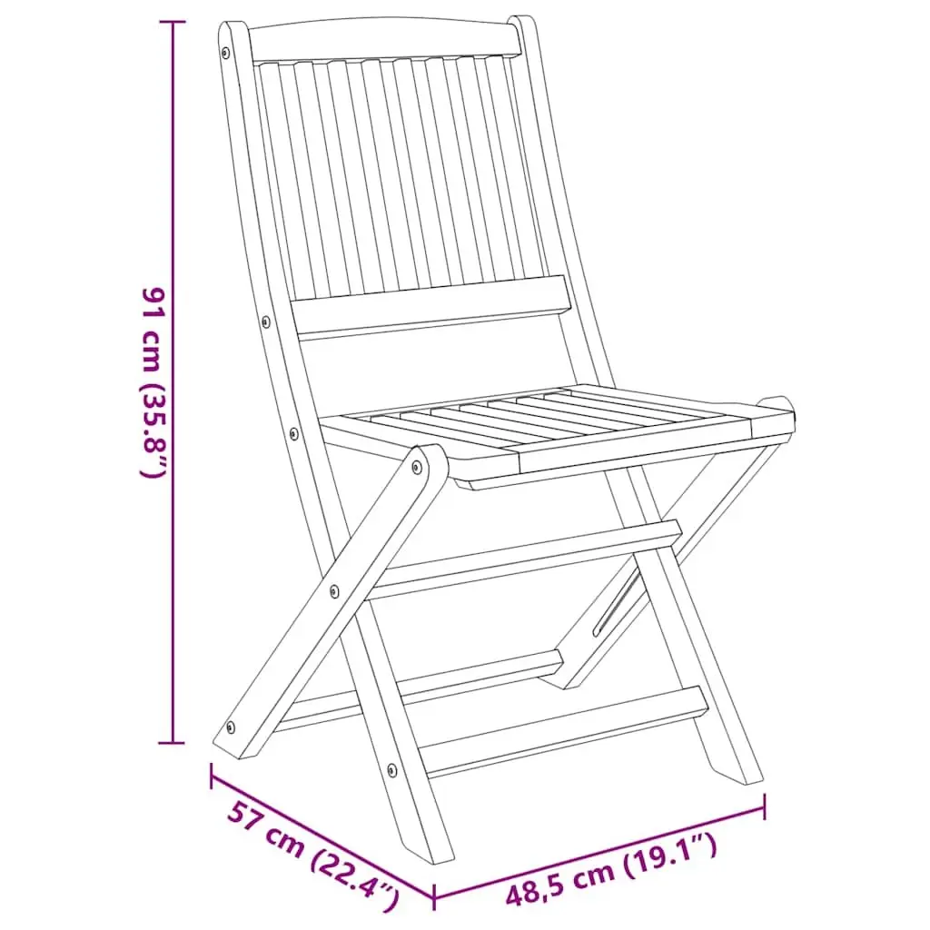 3 Piece Folding Acacia Garden Dining Set