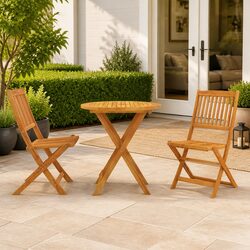 Brown Wood 3 Piece Folding Garden Dining Set