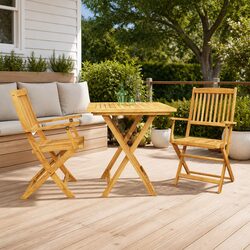 Premium Folding Garden Dining Set with Brown Acacia Wood