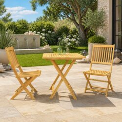 Premium Folding Garden Dining Set, 3-Piece Brown Acacia