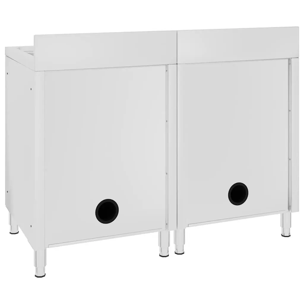 Commercial Kitchen Sink Cabinet Stainless Steel 60 x 60 x 96 cm 2 Pieces