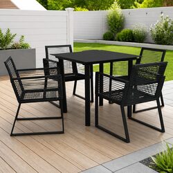 Durable 5 Piece Outdoor Dining Set with Glass Table