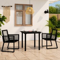 Sturdy 3 Piece Black Outdoor Dining Set for Garden