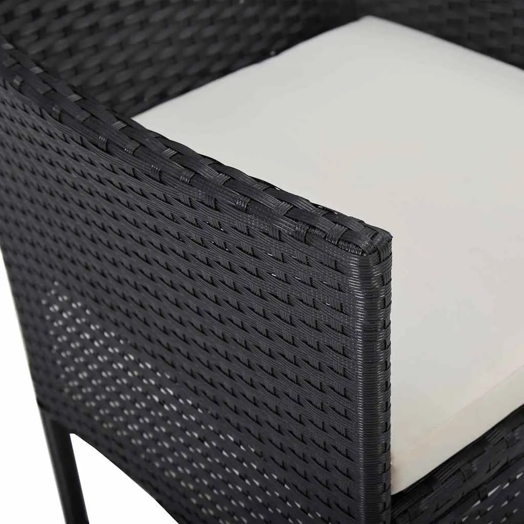 Black Poly Rattan 3 Piece Garden Dining Set