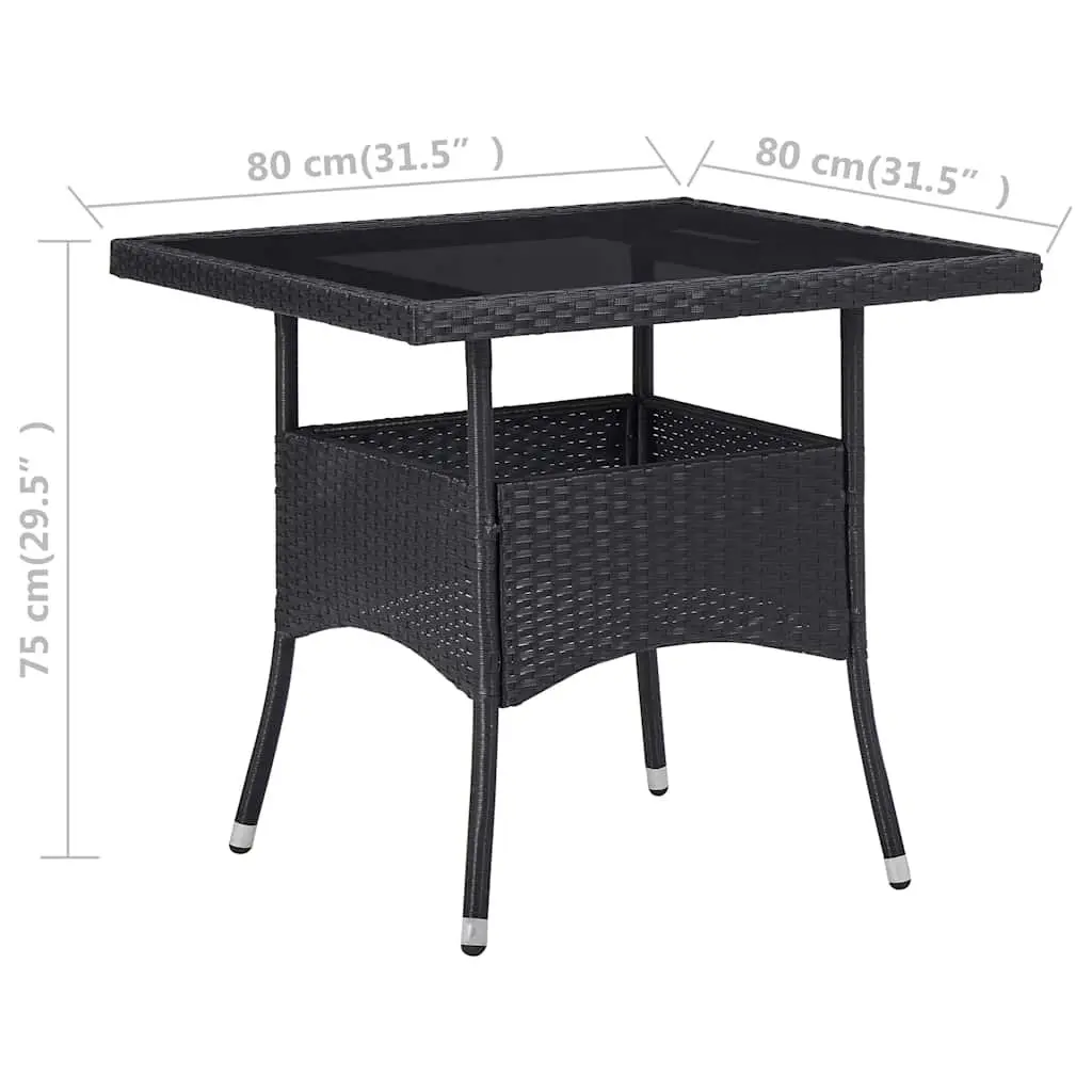 Black Poly Rattan 3 Piece Garden Dining Set