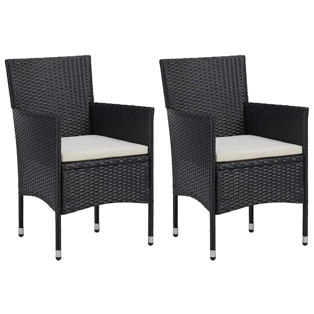 Black Poly Rattan 3 Piece Garden Dining Set