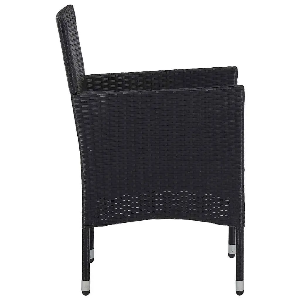 Black Poly Rattan 3 Piece Garden Dining Set