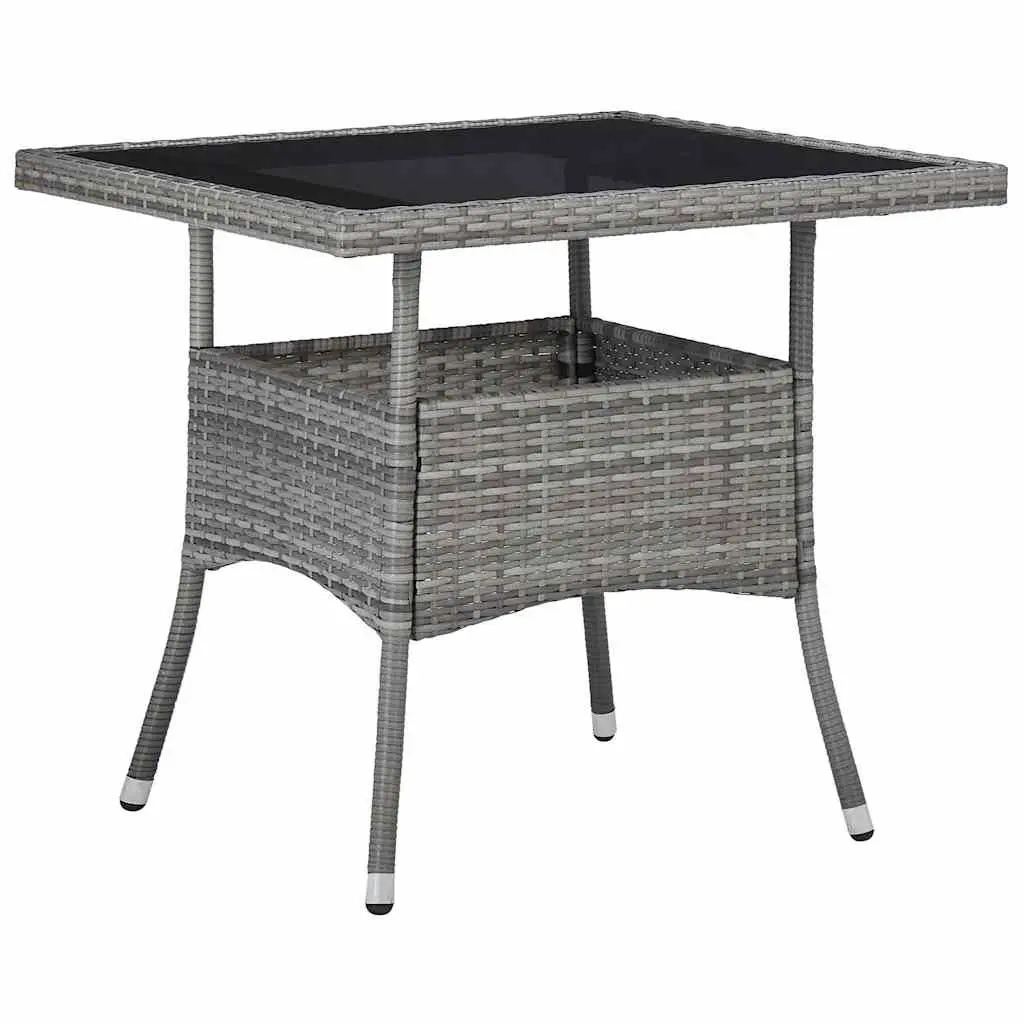 3 Piece Outdoor Dining Set Grey Poly Rattan