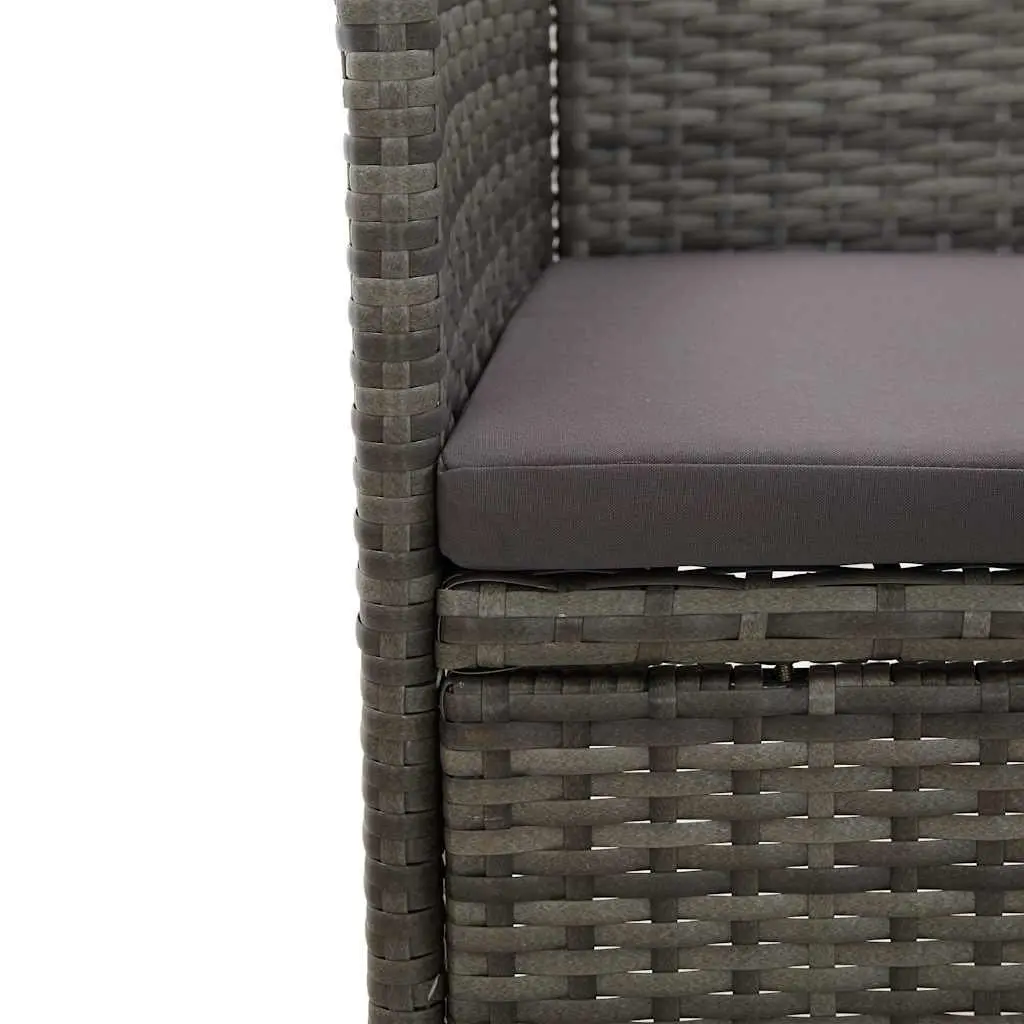 3 Piece Outdoor Dining Set Grey Poly Rattan