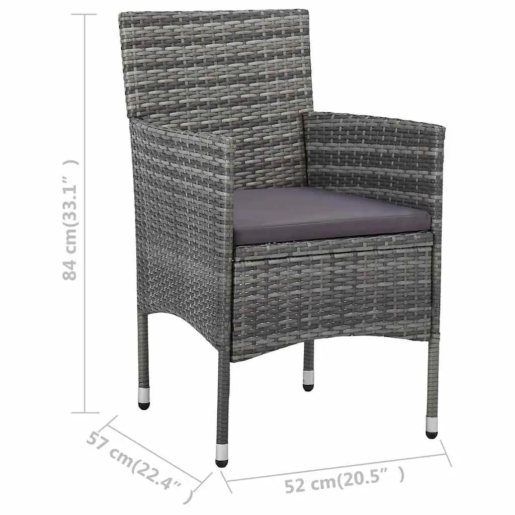 3 Piece Outdoor Dining Set Grey Poly Rattan