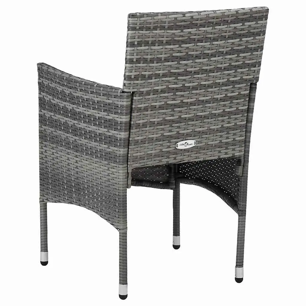 3 Piece Outdoor Dining Set Grey Poly Rattan