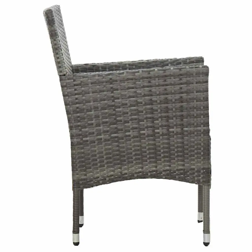 3 Piece Outdoor Dining Set Grey Poly Rattan