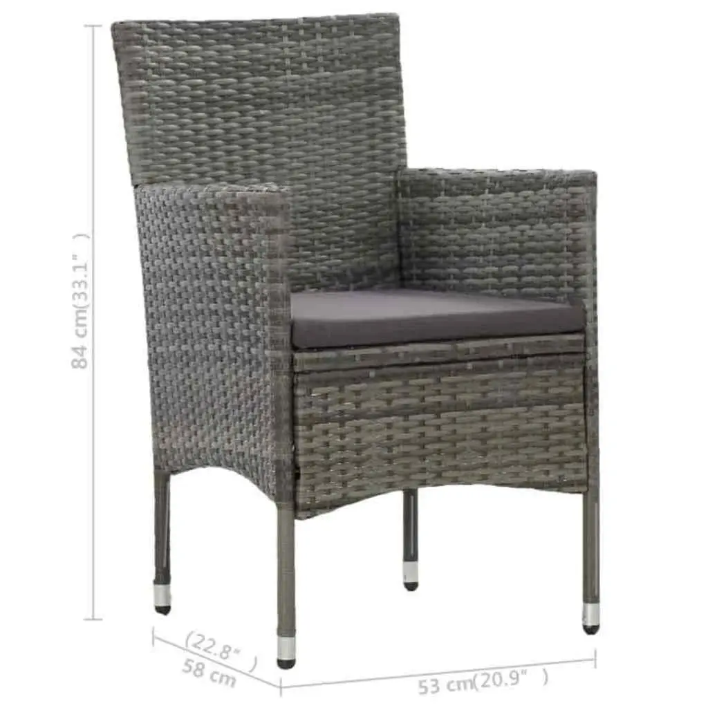 Grey Poly Rattan Outdoor Dining Set