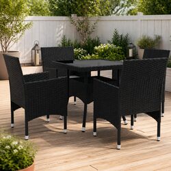 Premium 5 Piece Outdoor Dining Set with Durable Black Rattan