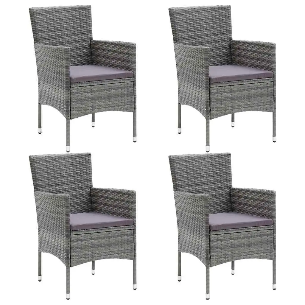 5 Piece Grey Outdoor Dining Set with Glass Top