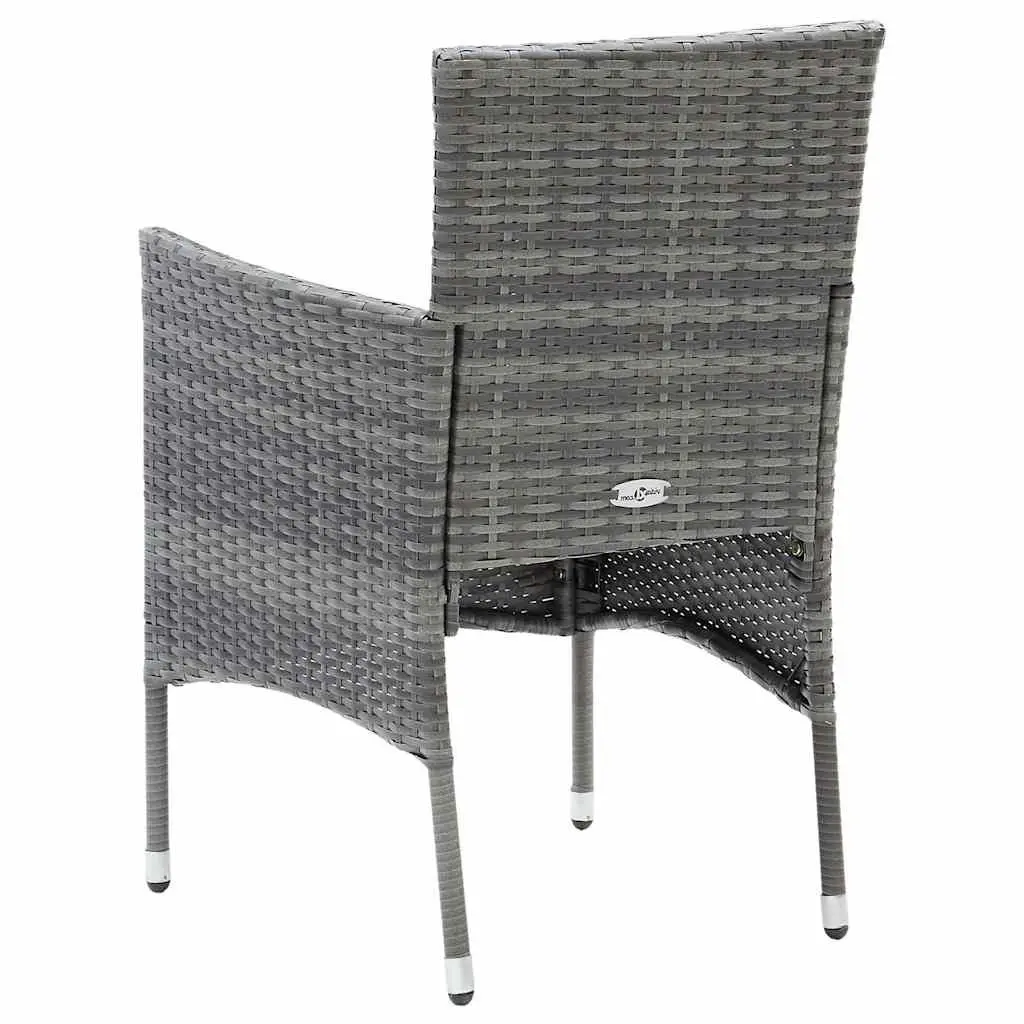 5 Piece Grey Outdoor Dining Set with Glass Top