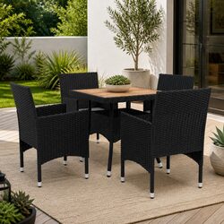 5-Piece Outdoor Dining Set with Durable Black PE Rattan
