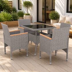 Durable 5-Piece Outdoor Dining Set with Acacia Wood Touch