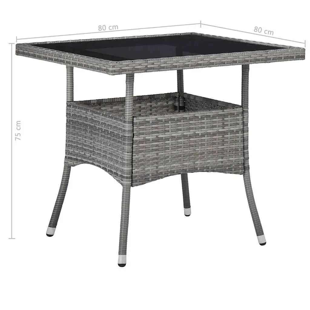 5 Piece Outdoor Dining Set Grey PE Rattan Steel Frame Acacia Wood