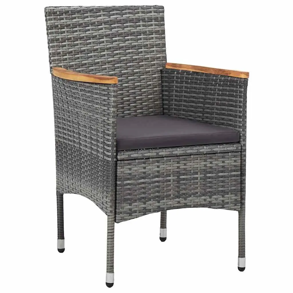 5 Piece Outdoor Dining Set Grey PE Rattan Steel Frame Acacia Wood
