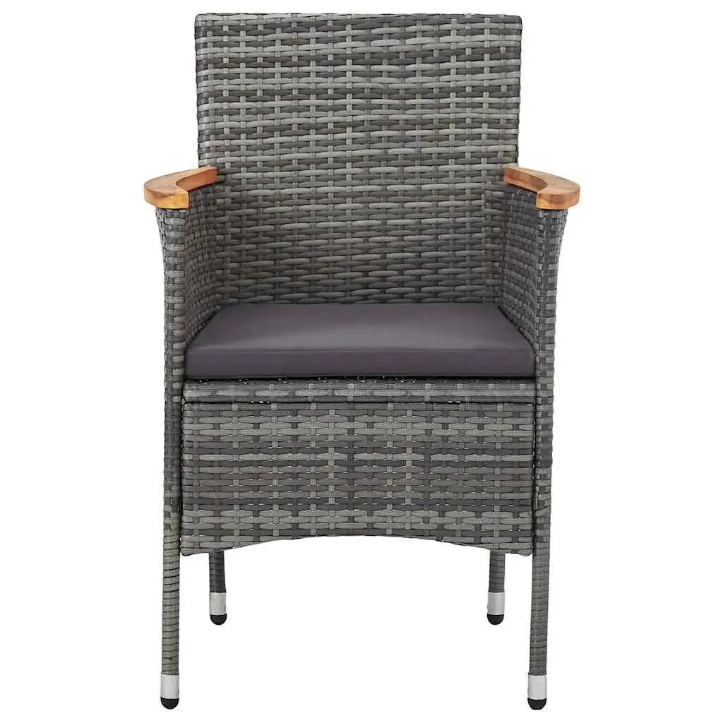 5 Piece Outdoor Dining Set Grey PE Rattan Steel Frame Acacia Wood