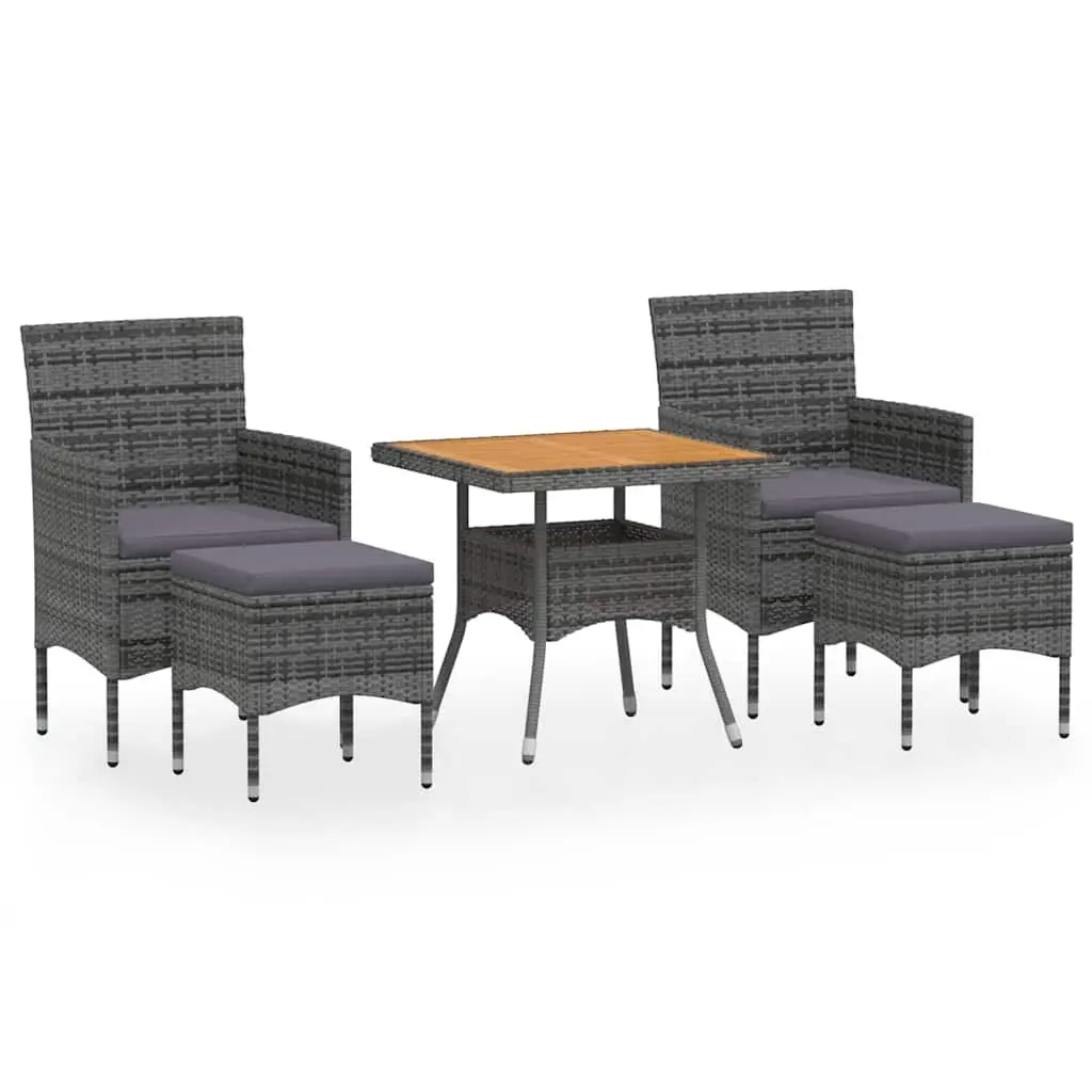 5 Piece Grey Rattan Outdoor Dining Set