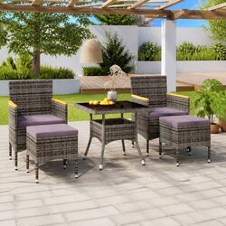 Sturdy 5 Piece Garden Dining Set with Durable Poly Rattan
