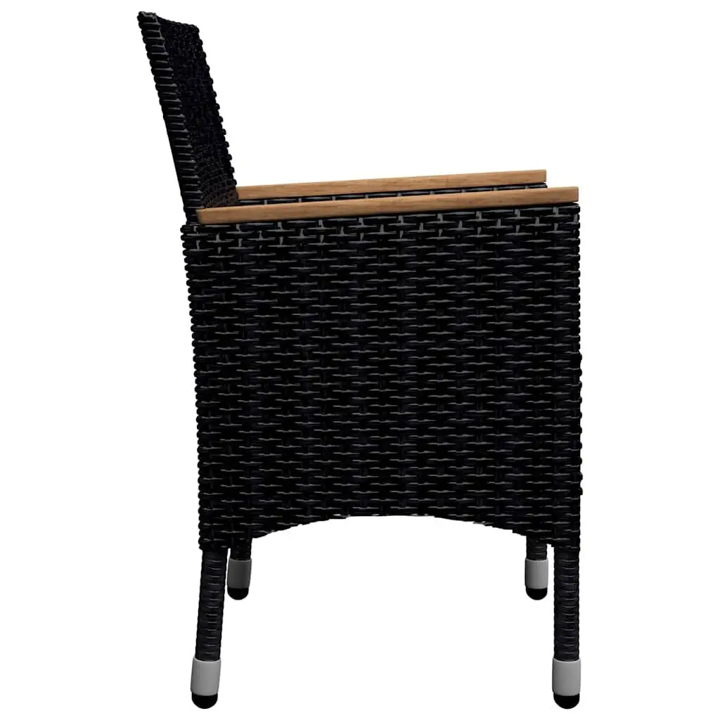 9 Piece Outdoor Dining Set Poly Rattan Acacia Wood Black