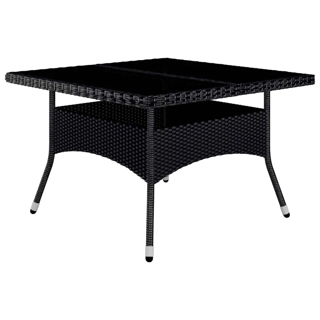9 Piece Outdoor Dining Set Poly Rattan Acacia Wood Black