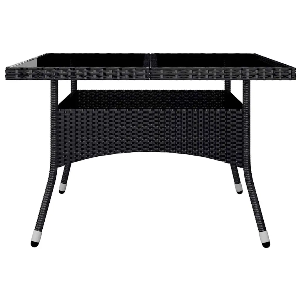 9 Piece Outdoor Dining Set Poly Rattan Acacia Wood Black