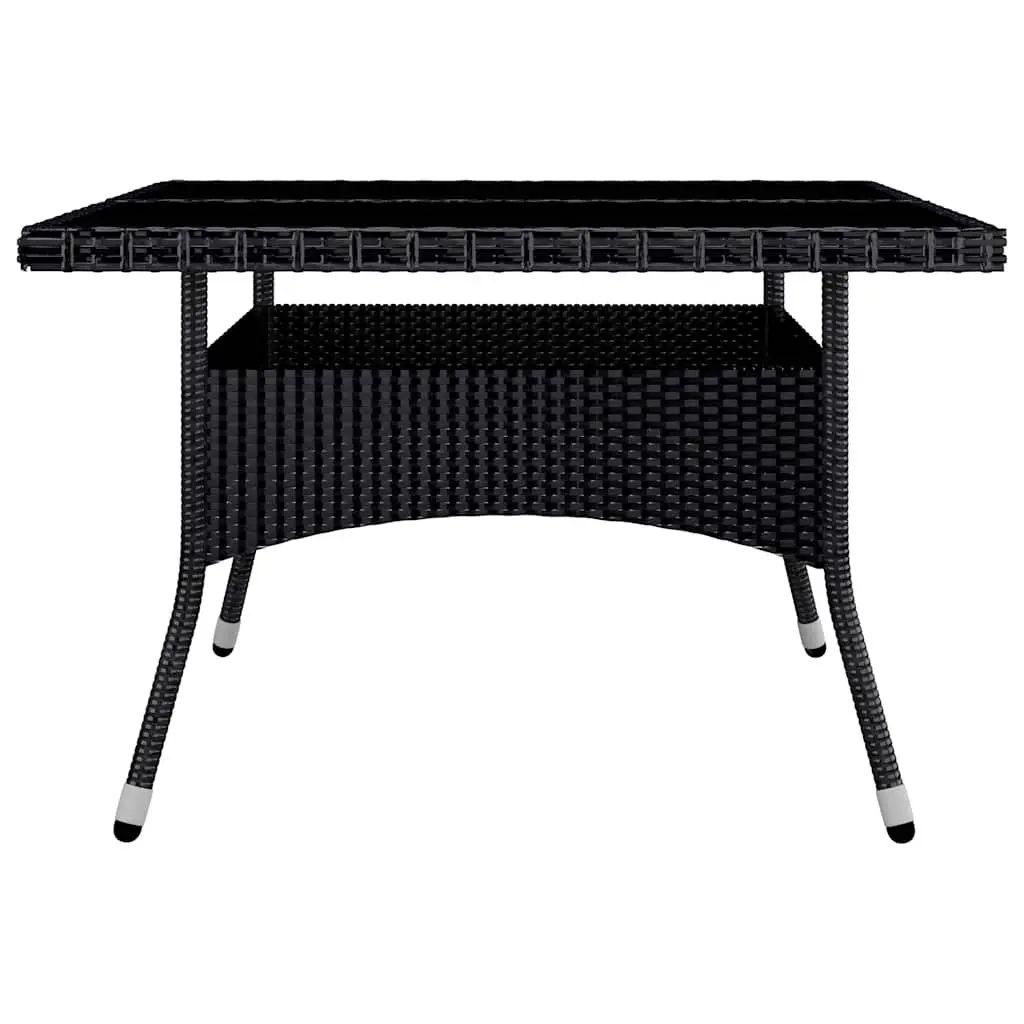 9 Piece Outdoor Dining Set Poly Rattan Acacia Wood Black