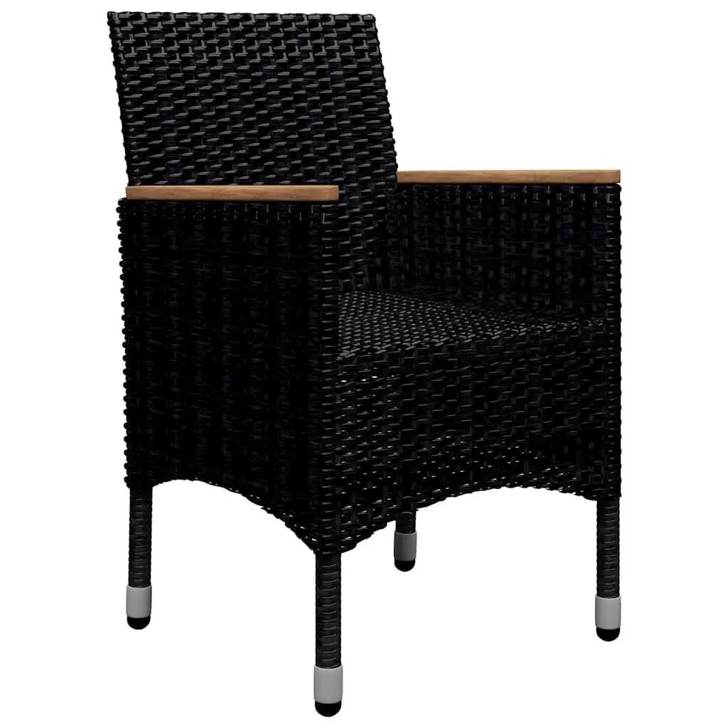9 Piece Outdoor Dining Set Poly Rattan Acacia Wood Black