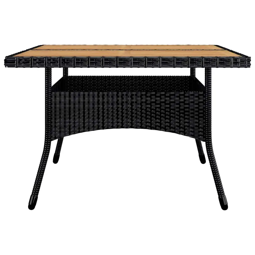 9-Piece Outdoor Dining Set in Black Rattan and Wood
